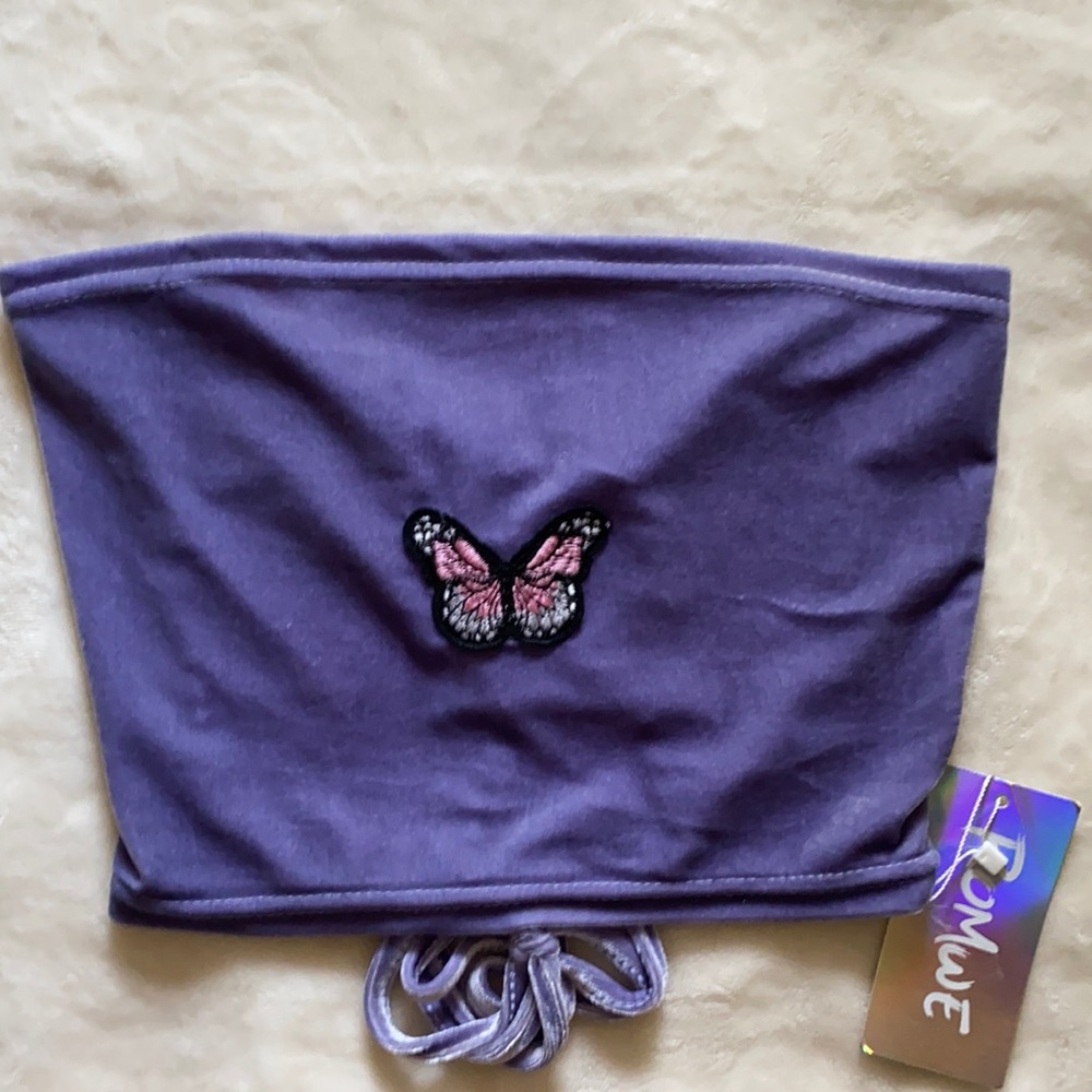 Velvet Butterfly Tube Top